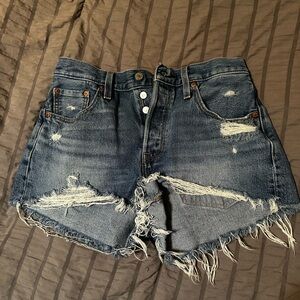 Levi's Blue Distressed Jean Shorts